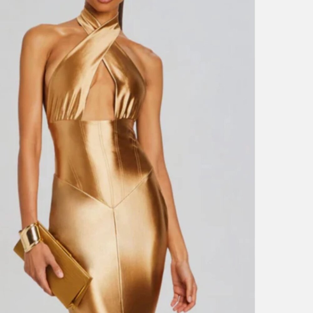 NWT Charity Dress retrofête Gold size M MSRP 598